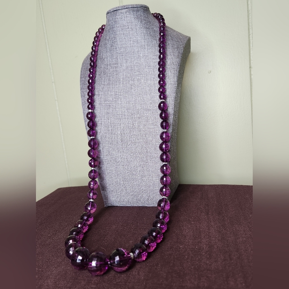 Faceted Faux Amethyst Beaded Necklace